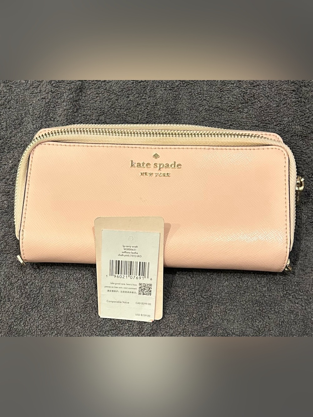 kate spade Chalk Pink Saffiano Leather Wristlet